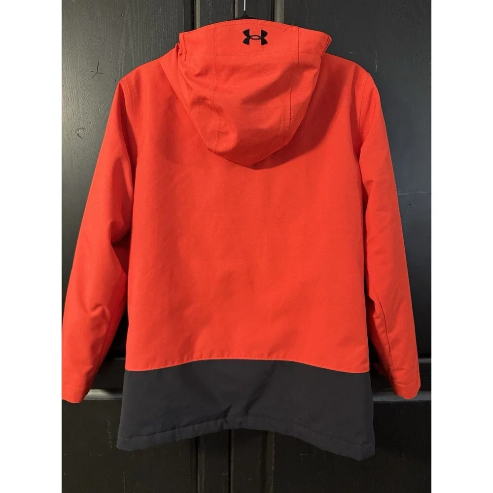 Under Armour ColdGear Boys YLG Loose Hooded Full Zip Jacket Red/Black With Liner